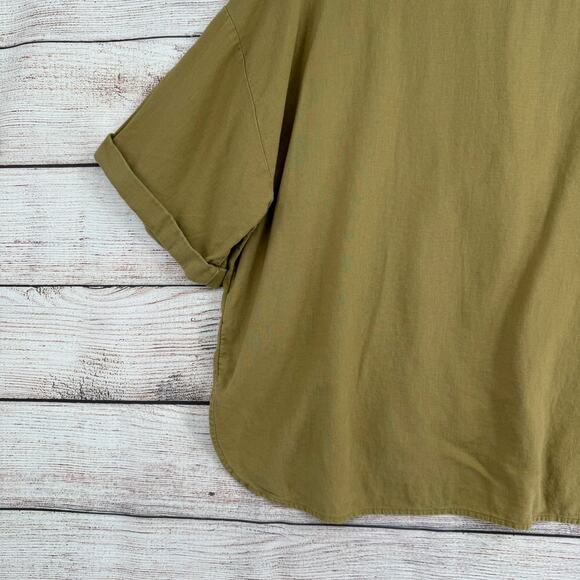 Madewell Linen-Blend Henley Slouch Shirt Womens Large Olive Surplus Green - Picture 6 of 12